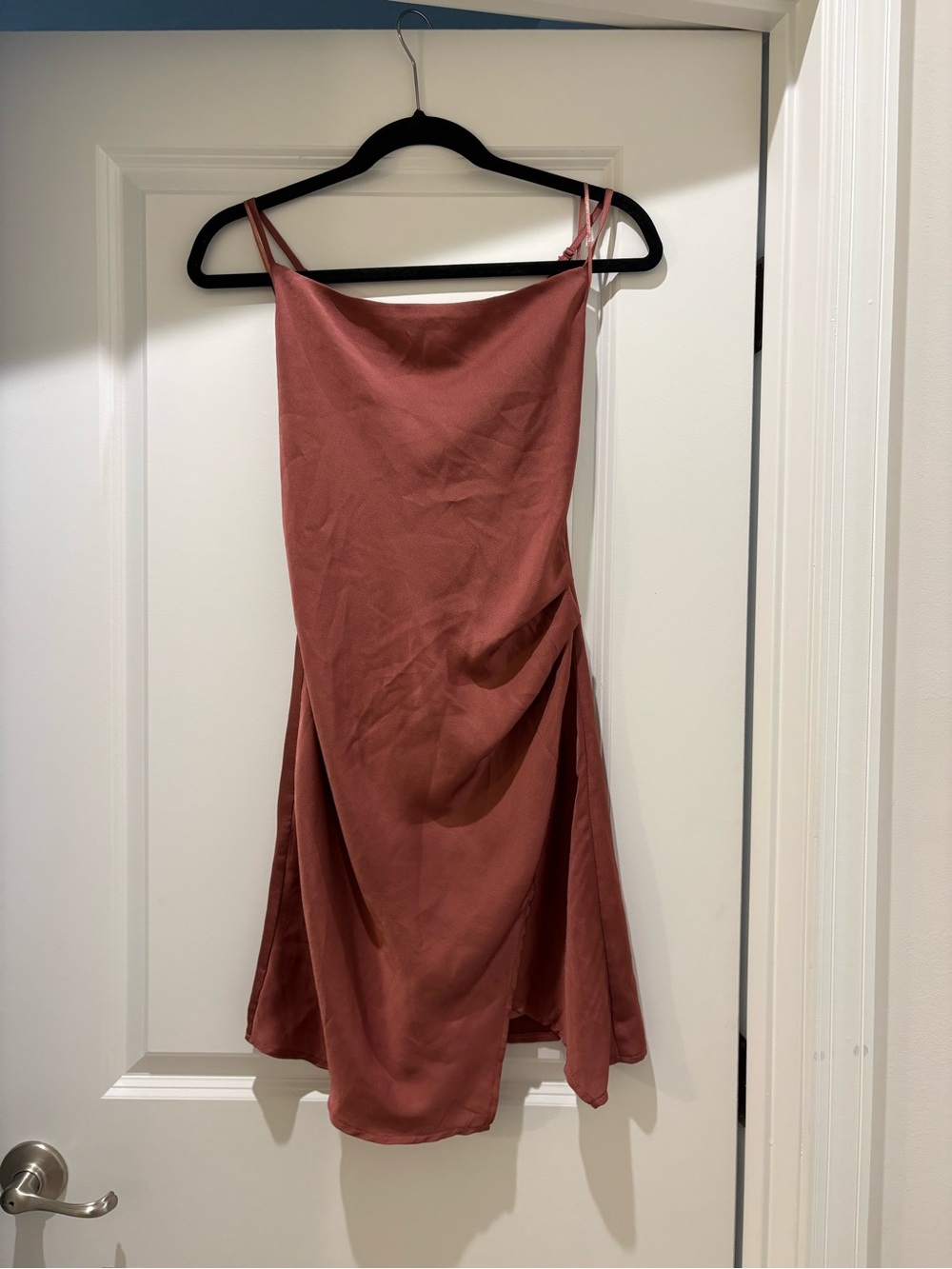 Slip Cowl Neck Mini Dress in Dusty Rose